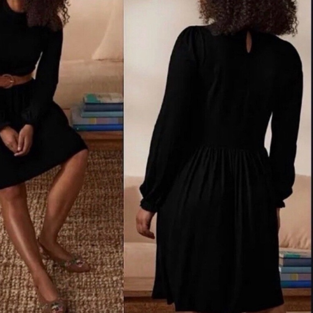 Boden Clara Black Long-Sleeve Dress